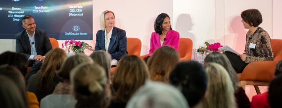 Women collaborating in a leadership setting